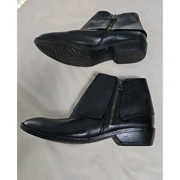 BOC Born Womens Size 9M Black Leather Dual Zip Ankle Boots Retro Look - Picture 3 of 10